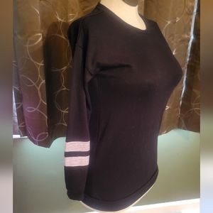 Dip Black Long Gray Striped Sleeve Shirt Women's Size Small